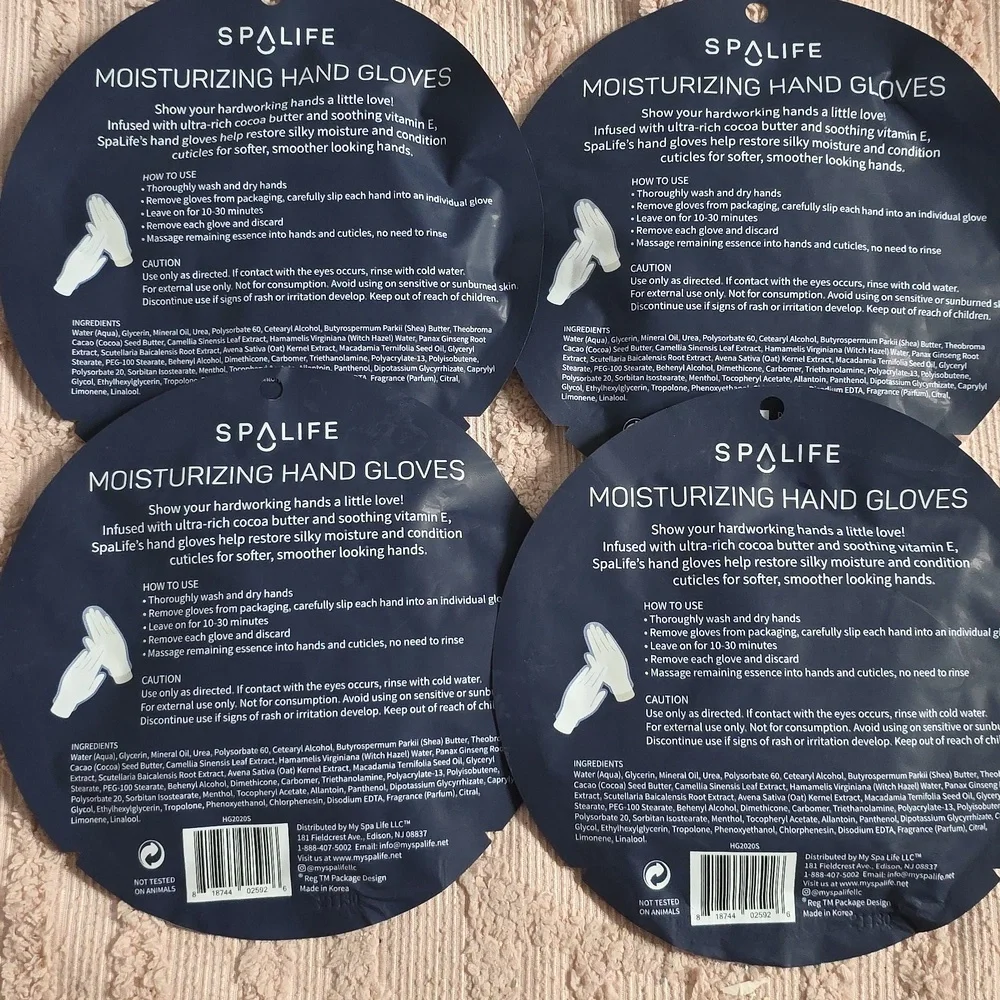 SpaLife Moisturizing Hand Gloves, 4 Pack, New, Cocoa Butter + Vitamin E